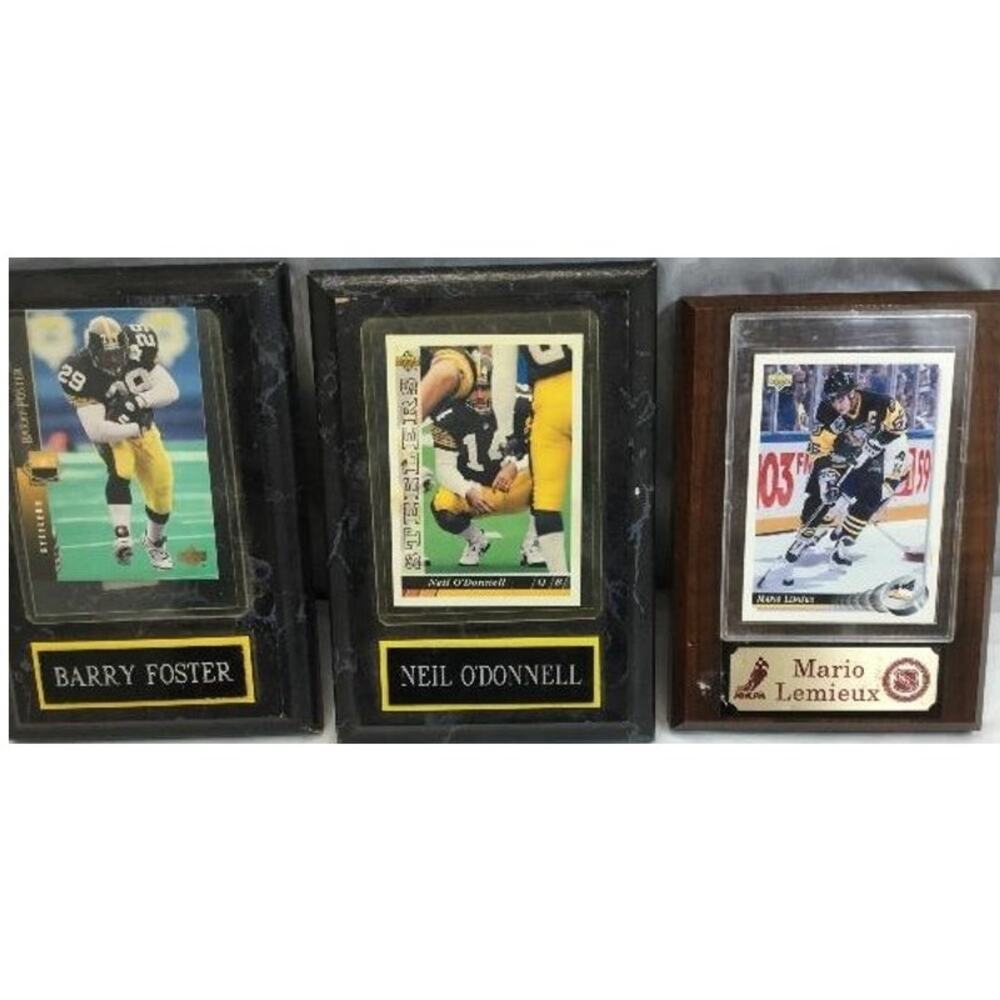 Mario Lemieux NEIL O'DONNELL BARRY FOSTER football hockey card wall plaques